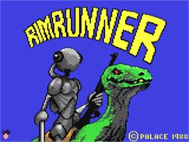 Title screen of Rimrunner on the Commodore 64.