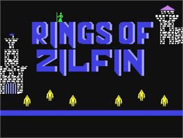 Title screen of Rings of Zilfin on the Commodore 64.