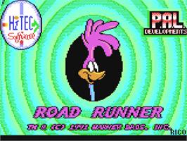 Title screen of Road Runner and Wile E. Coyote on the Commodore 64.