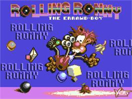Title screen of Rolling Ronny on the Commodore 64.