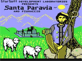 Title screen of Santa Paravia and Fiumaccio on the Commodore 64.