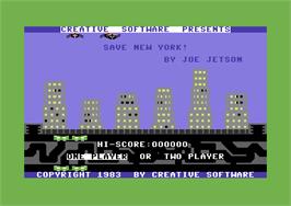 Title screen of Save New York on the Commodore 64.