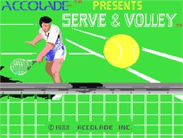 Title screen of Serve & Volley on the Commodore 64.