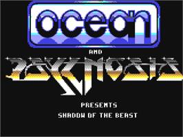 Title screen of Shadow of the Beast on the Commodore 64.