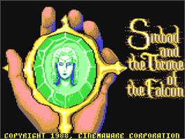 Title screen of Sinbad and the Throne of the Falcon on the Commodore 64.