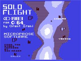 Title screen of Solo Flight on the Commodore 64.
