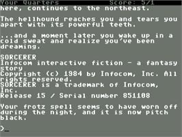 Title screen of Sorcerer on the Commodore 64.