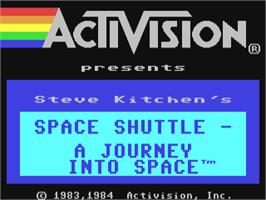 Title screen of Space Shuttle: A Journey into Space on the Commodore 64.