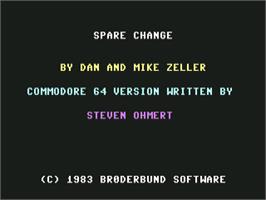 Title screen of Spare Change on the Commodore 64.