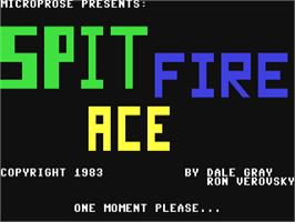 Title screen of Spitfire Ace on the Commodore 64.