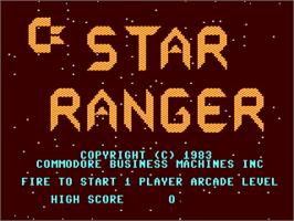 Title screen of Star Ranger on the Commodore 64.