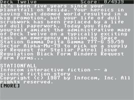 Title screen of Stationfall on the Commodore 64.
