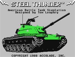 Title screen of Steel Thunder on the Commodore 64.