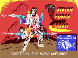Title screen of Strike Force Cobra on the Commodore 64.