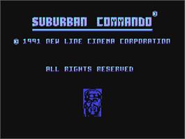 Title screen of Suburban Commando on the Commodore 64.