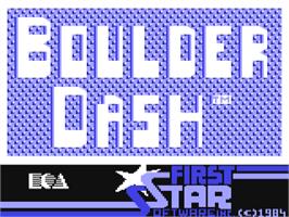 Title screen of Super Boulder Dash on the Commodore 64.
