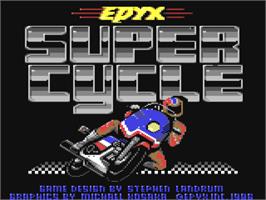 Title screen of Super Cycle on the Commodore 64.