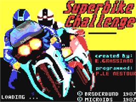 Title screen of Superbike Challenge on the Commodore 64.
