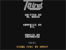 Title screen of T-Bird on the Commodore 64.