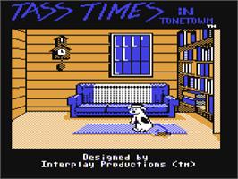 Title screen of Tass Times in Tonetown on the Commodore 64.