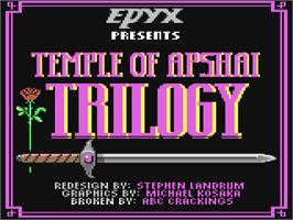 Title screen of Temple of Apshai Trilogy on the Commodore 64.