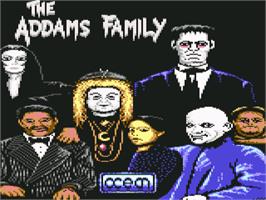 Title screen of The Addams Family on the Commodore 64.
