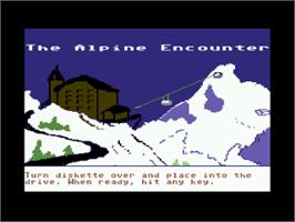 Title screen of The Alpine Encounter on the Commodore 64.