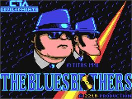 Title screen of The Blues Brothers on the Commodore 64.