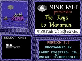 Title screen of The Keys to Maramon on the Commodore 64.