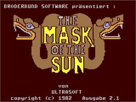Title screen of The Mask of the Sun on the Commodore 64.