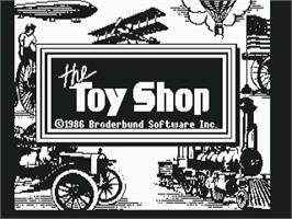Title screen of The Toy Shop on the Commodore 64.