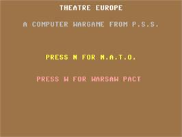 Title screen of Theatre Europe on the Commodore 64.