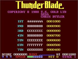 Title screen of ThunderBlade on the Commodore 64.