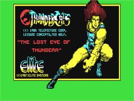 Title screen of Thundercats on the Commodore 64.