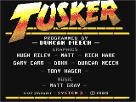 Title screen of Tusker on the Commodore 64.