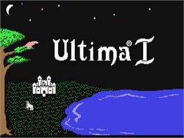 Title screen of Ultima I: The First Age of Darkness on the Commodore 64.