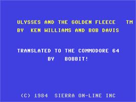 Title screen of Ulysses and the Golden Fleece on the Commodore 64.
