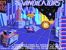 Title screen of Vindicators on the Commodore 64.