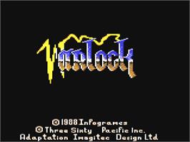 Title screen of Warlock: The Avenger on the Commodore 64.