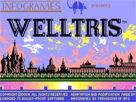 Title screen of Welltris on the Commodore 64.