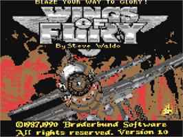Title screen of Wings of Fury on the Commodore 64.