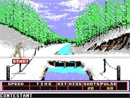 Title screen of Winter Games on the Commodore 64.