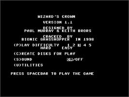 Title screen of Wizard's Crown on the Commodore 64.
