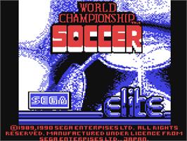Title screen of World Championship Soccer on the Commodore 64.