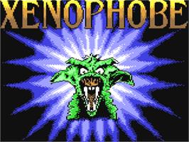 Title screen of Xenophobe on the Commodore 64.