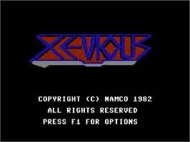 Title screen of Xevious on the Commodore 64.