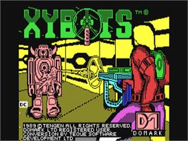 Title screen of Xybots on the Commodore 64.