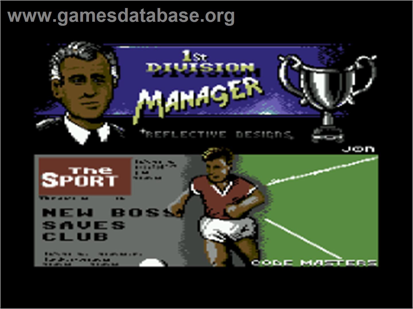 1st Division Manager - Commodore 64 - Artwork - Title Screen