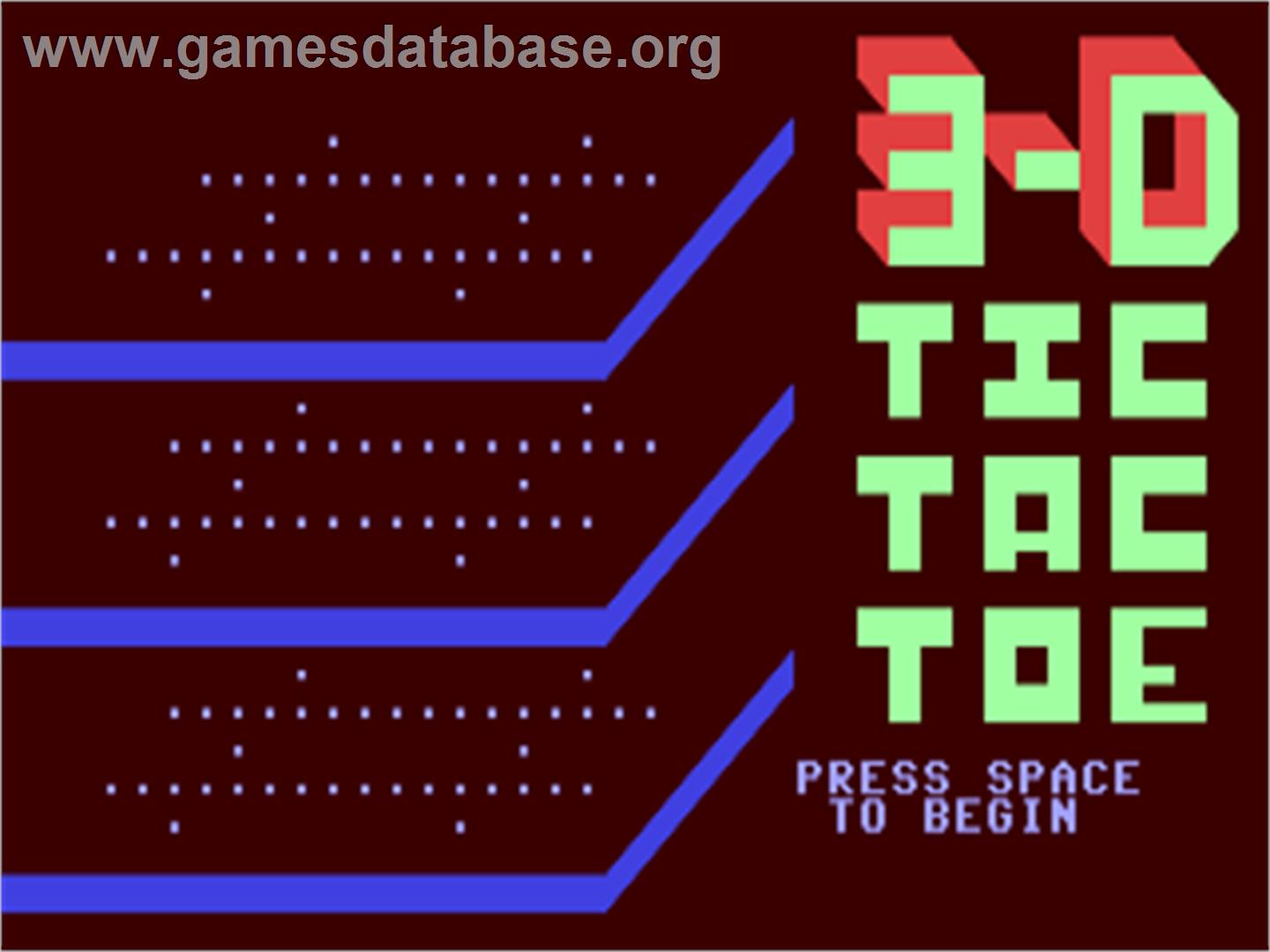 3-D Tic-Tac-Toe - Commodore 64 - Artwork - Title Screen