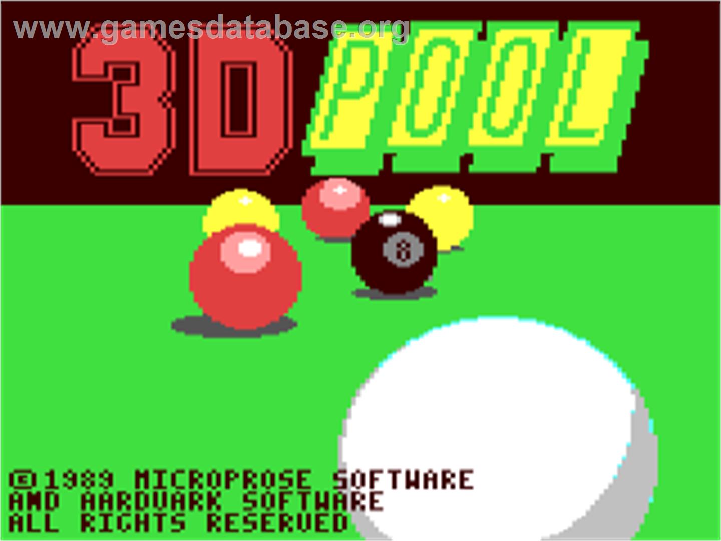 3D Pool - Commodore 64 - Artwork - Title Screen